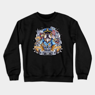 Accountant English Bulldog t-shirt design, a bulldog wearing a police officer's hat and holding Crewneck Sweatshirt